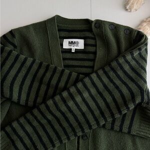 MM6 Maison Margiela Striped Cardigan with Button Sleeve Detail